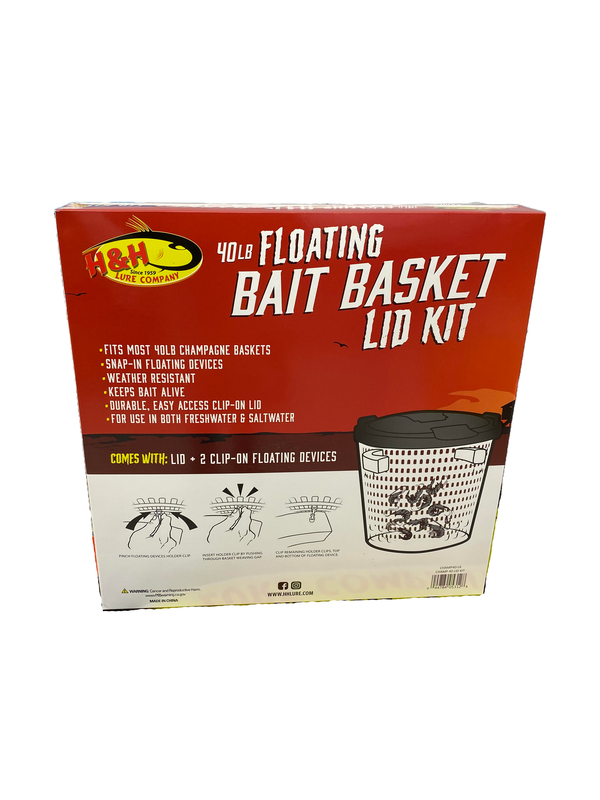 Ultimate Fishing Bait Basket Lid Kit for 40lb Champagne Baskets