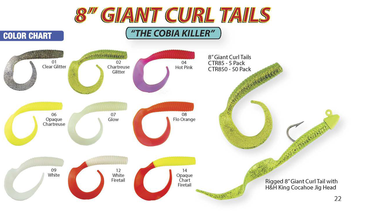 8-inch Giant Curl Tail Soft Plastic Lure: Versatile Fishing Bait for Diverse Species