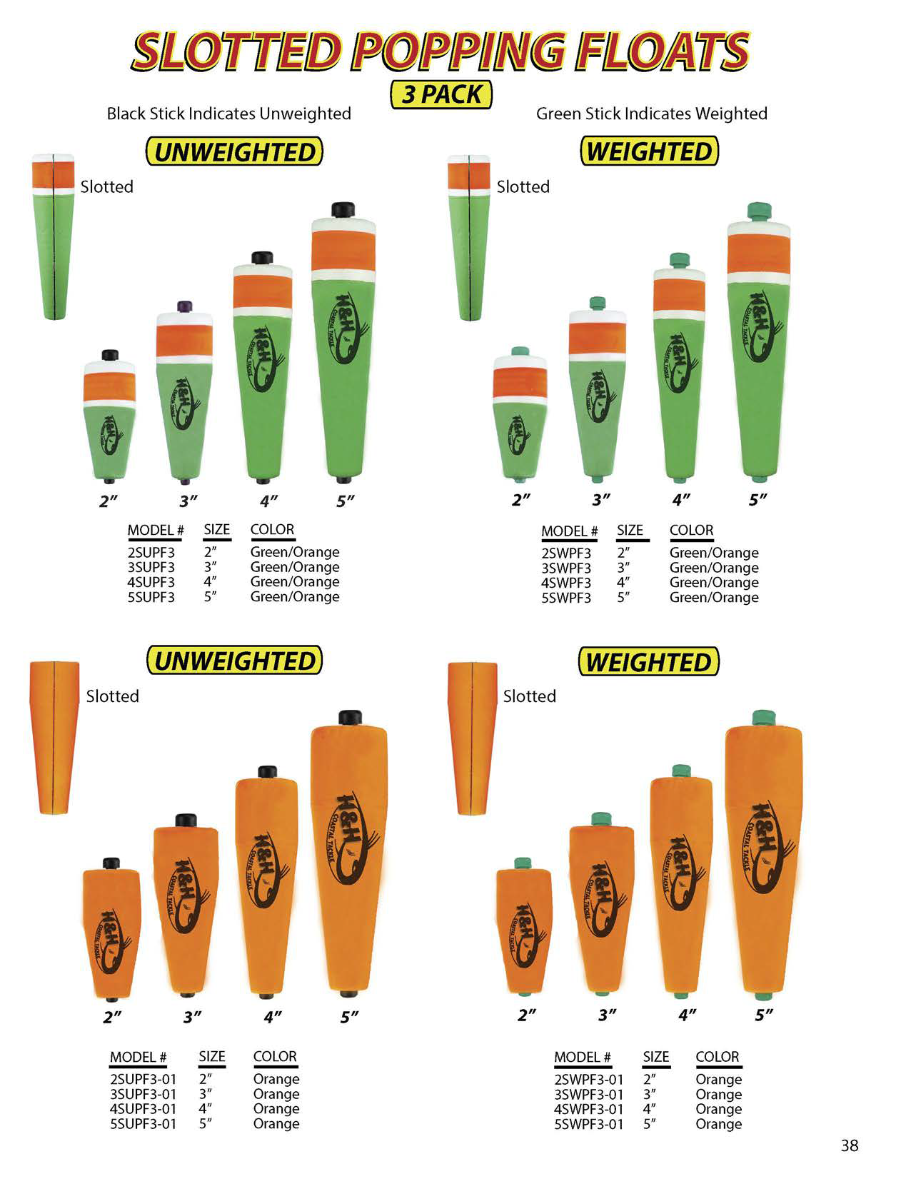 H&H Slotted Popping Float: Durable, High-Visibility Fishing Bobber for Anglers