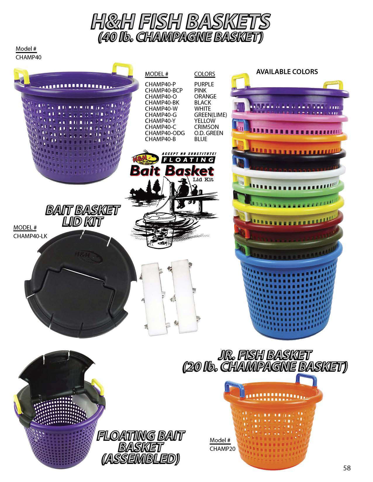 Ultimate Fishing Bait Basket Lid Kit for 40lb Champagne Baskets